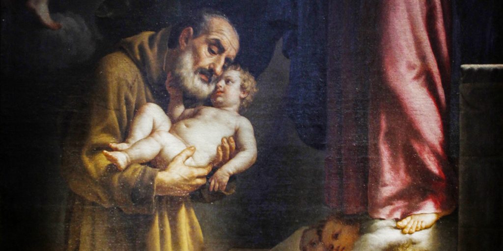 ¿Cómo se llama el santo que tiene un bebé en brazos?